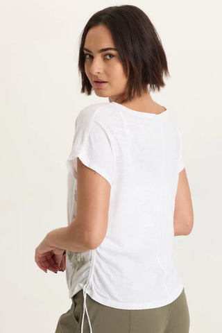 XCVI Printed Cohn Jersey Boatneck Tee White