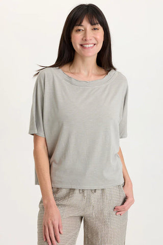 XCVI Wearables Lyra Jersey Boatneck Tee Whitecap Pigment