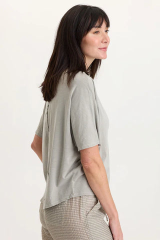 XCVI Wearables Lyra Jersey Boatneck Tee Whitecap Pigment