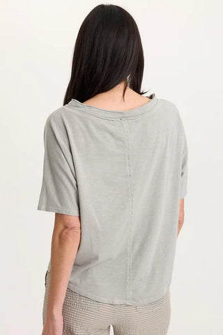 XCVI Wearables Lyra Jersey Boatneck Tee Whitecap Pigment