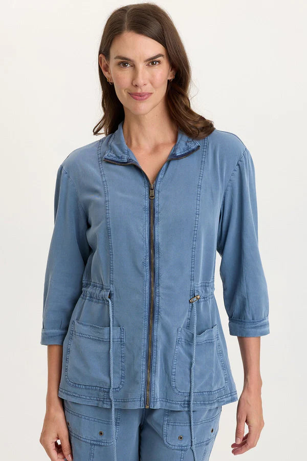 XCVI Wearables Jameson Twill Zip-Up Jacket Hypnotic Pigment