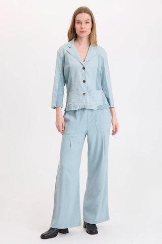 XCVI Wearables Riven Twill Wide Leg Pull-On Pant Thunderclap Pigment