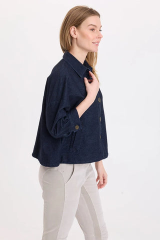 XCVI Wearables Fernley Indigo Twill Swing Jacket Stygian Wash