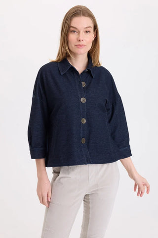 XCVI Wearables Fernley Indigo Twill Swing Jacket Stygian Wash