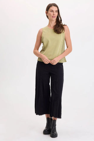 XCVI Wearables Dalil Twill/Jersey Tank Artichoke Pigment