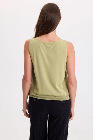 XCVI Wearables Dalil Twill/Jersey Tank Artichoke Pigment