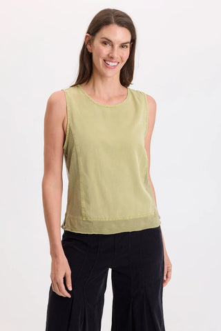 XCVI Wearables Dalil Twill/Jersey Tank Artichoke Pigment