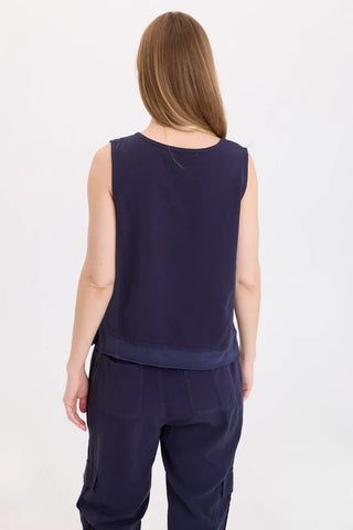 XCVI Wearables Dalil Twill/Jersey Tank Navy