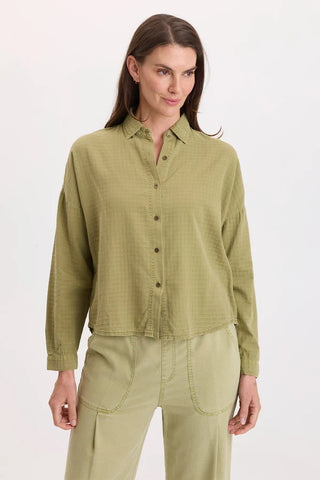 XCVI Wearables Becknir Basket Weave Button-Up Artichoke Pigment