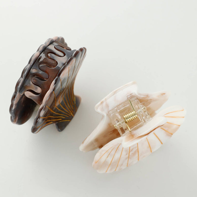 Calacatta Seashell | Hand Painted Seashell Claw Clip