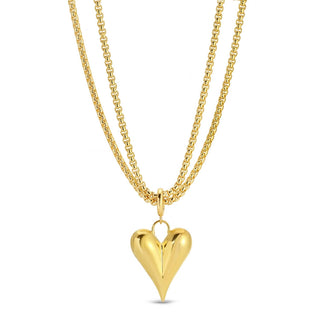 Splendid Iris Long Or Doubled Up Elongated Bubble Heart Necklace