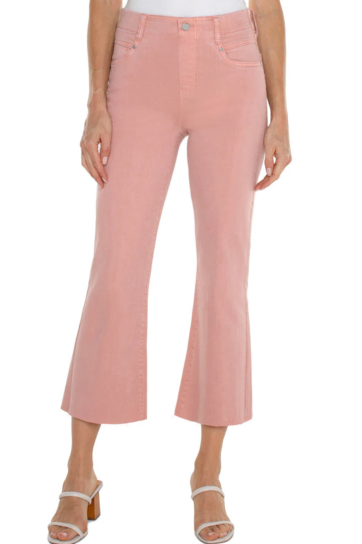 Liverpool Gia Glider Crop Flare w/ Back Pleat - Rose Blush