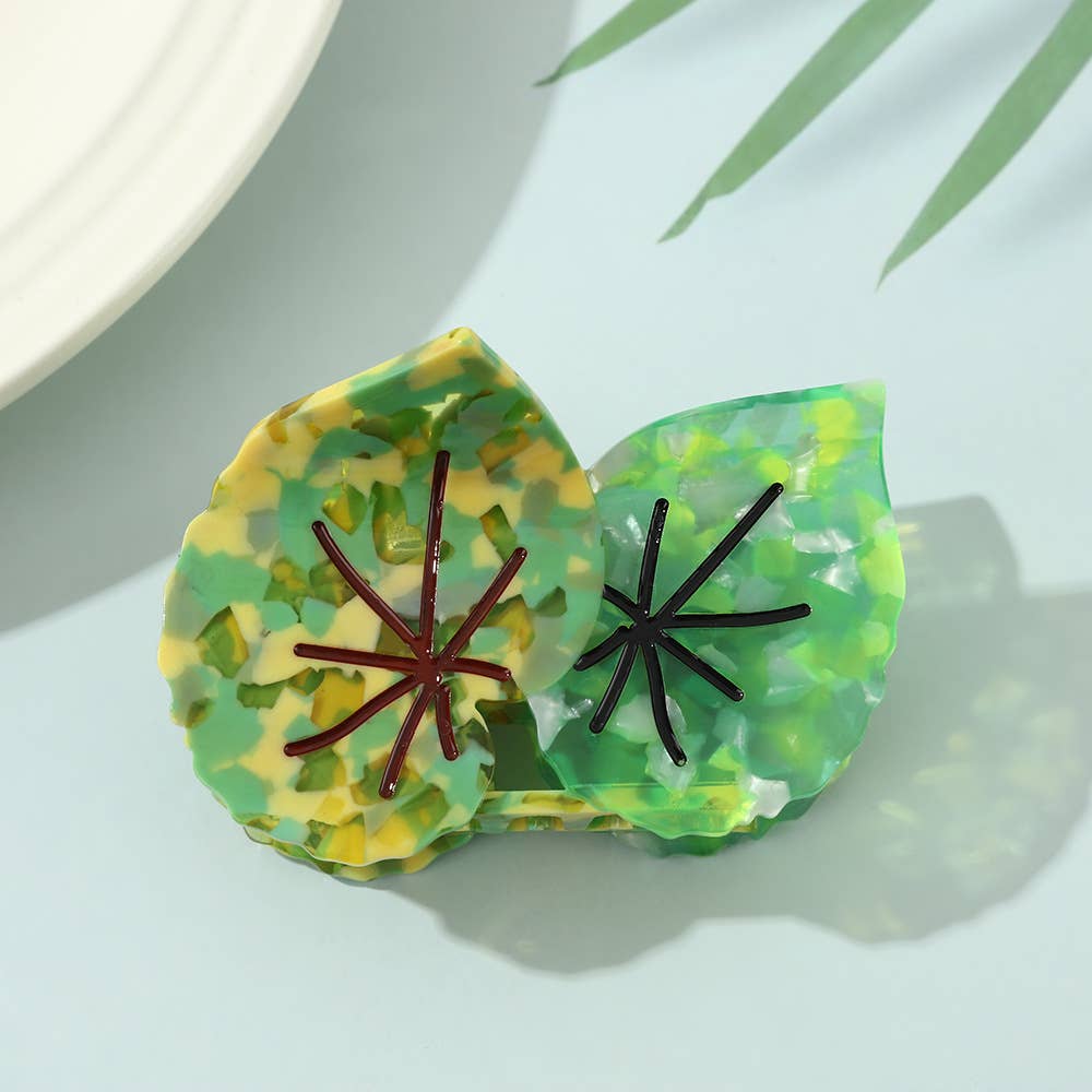 Vibrant Tropical Leaf-Shaped Botanical Hair Claw Clips