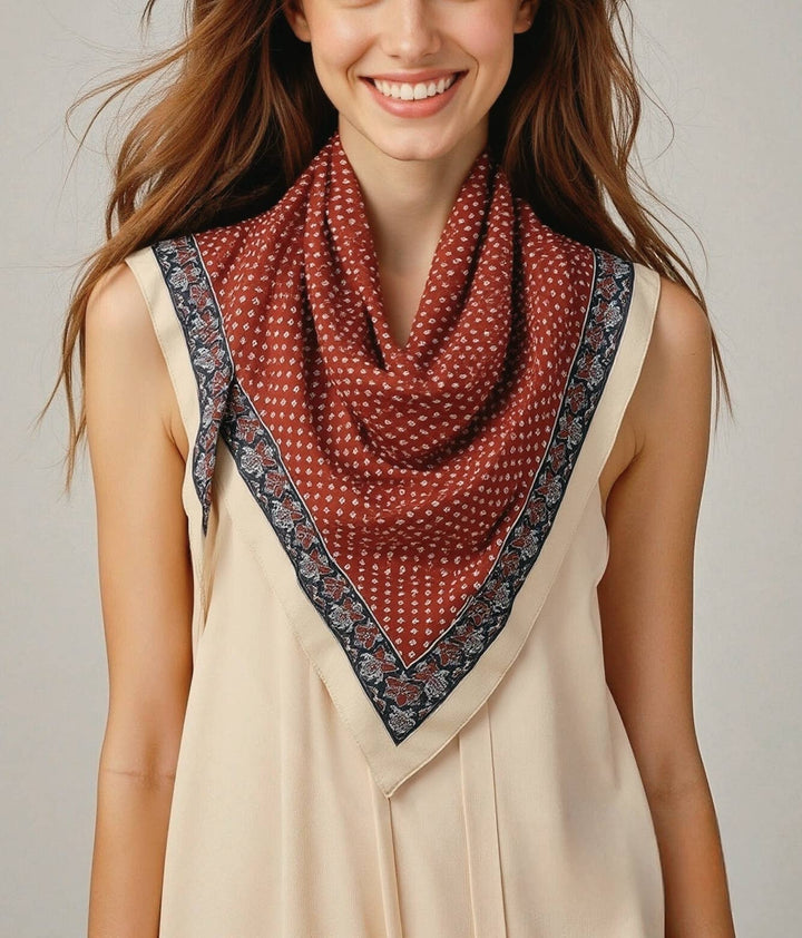 Printed Triangle Scarf – Bandana Style Wrap / Shawl