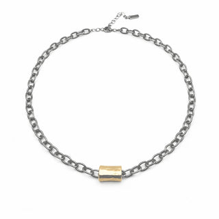 Erin Gray Allure Gold Barrel Mixed Metal Statement Necklace