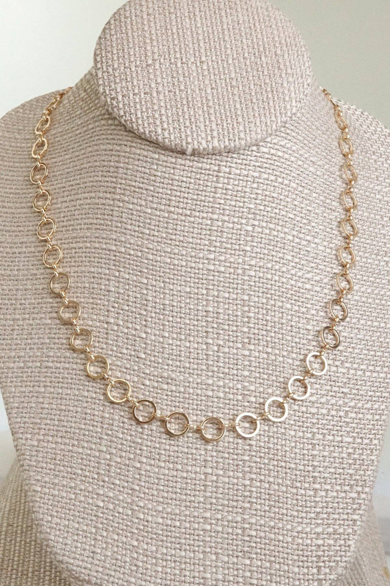 Small circle hoop links dainty chain necklace Gold Silver