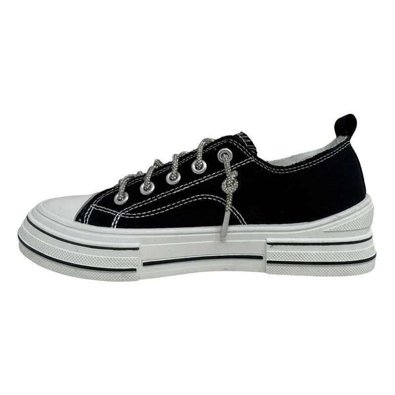 Aman Tennis Shoes with Rhinestone Shoe Laces - Black