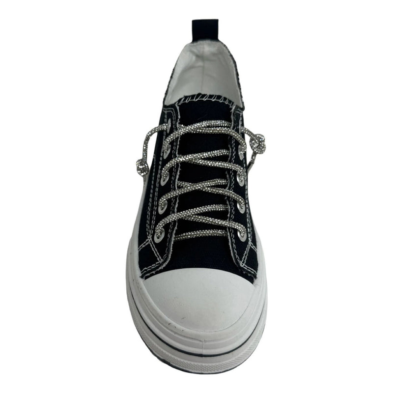 Aman Tennis Shoes with Rhinestone Shoe Laces - Black