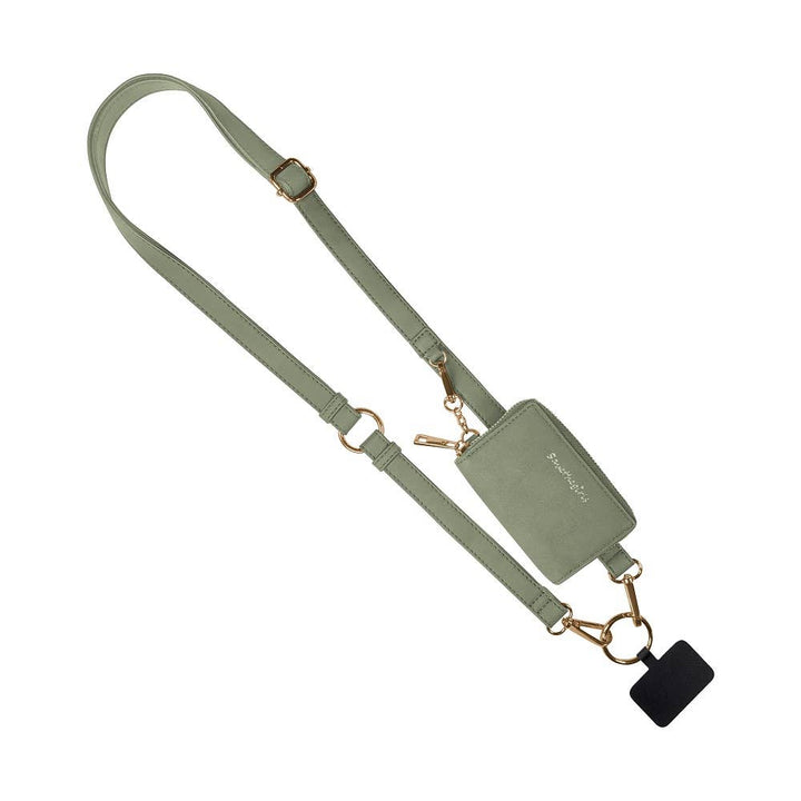 Clip &amp; Go Brushed Vegan Leather Phone Lanyard - Rfid Pouch