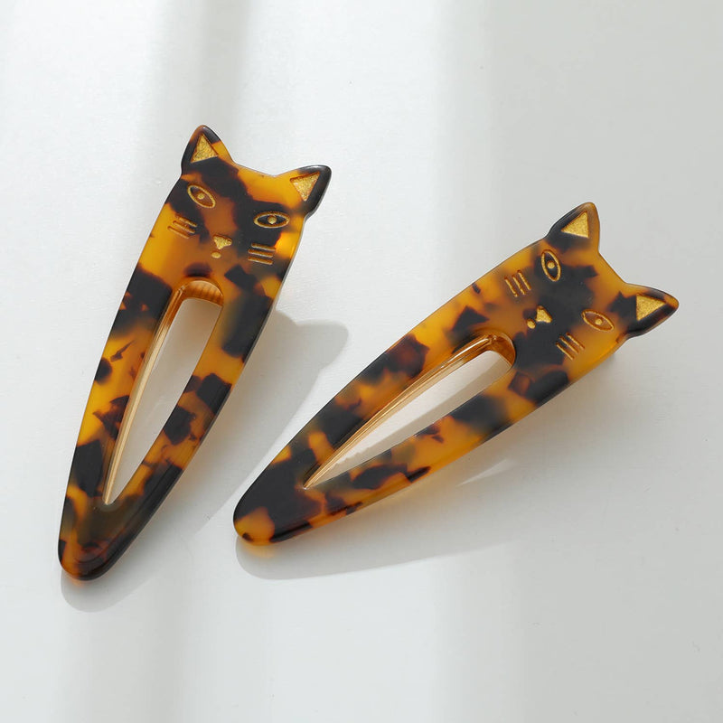 Elodie | Pointed Cat Face Barrette Hair Clip (Set of 2)