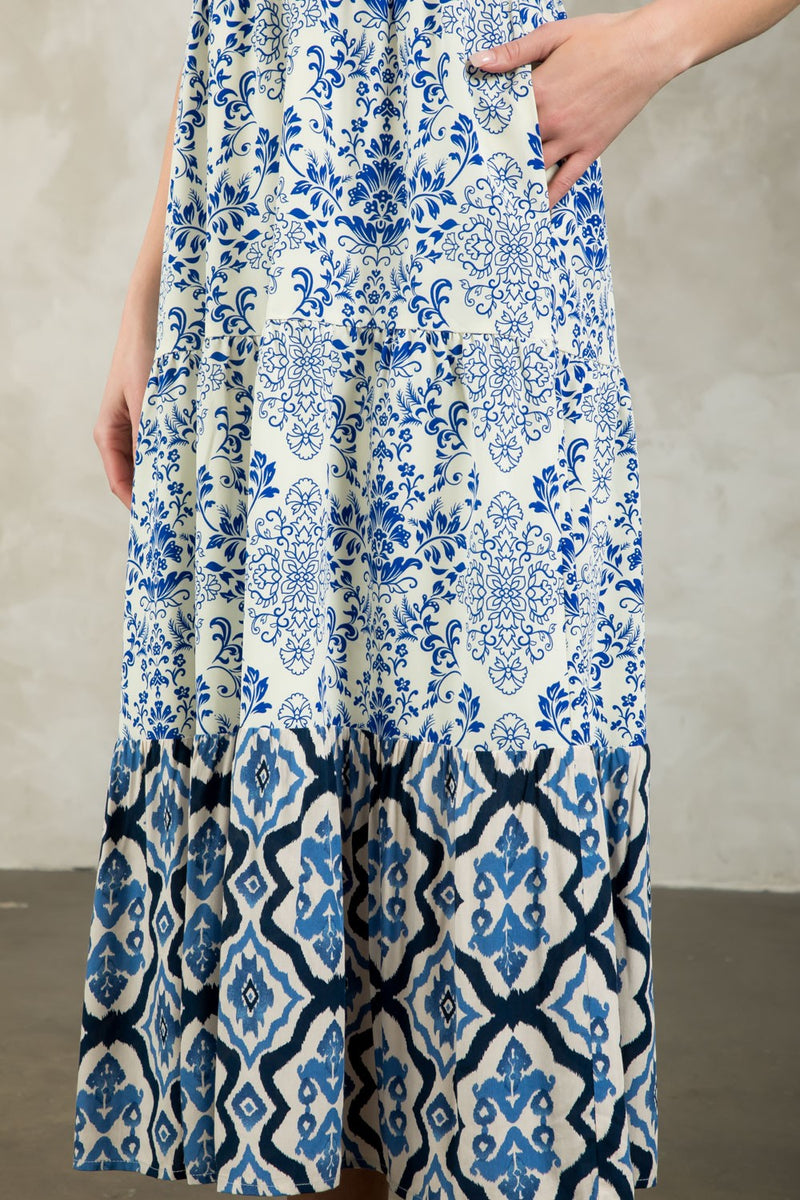 Smocked Detail Print Dress