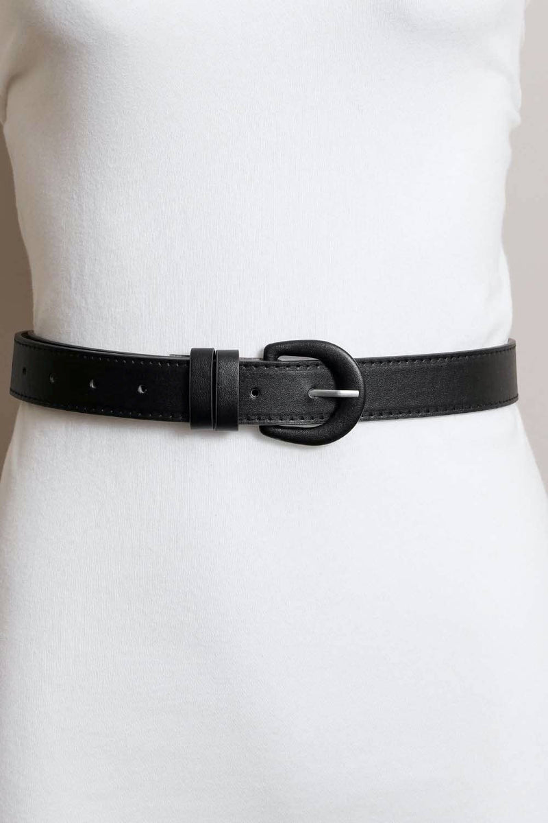 Classic Vegan Leather Belt - Stylish Round Buckle 🥋