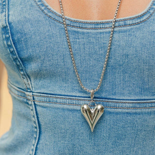 Splendid Iris Long Or Doubled Up Elongated Bubble Heart Necklace