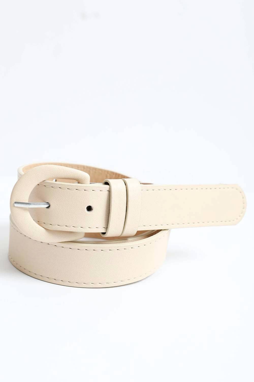 Classic Vegan Leather Belt - Stylish Round Buckle 🥋