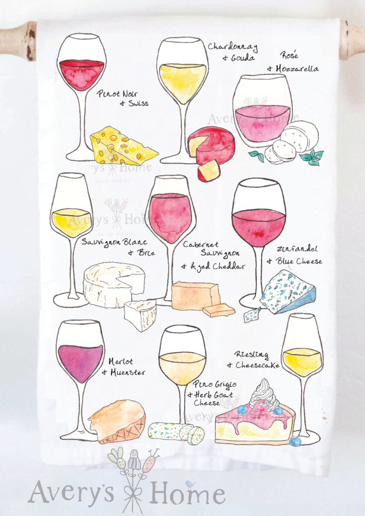 Wine &amp; Cheese Pairing for Food Lovers Kitchen Towel