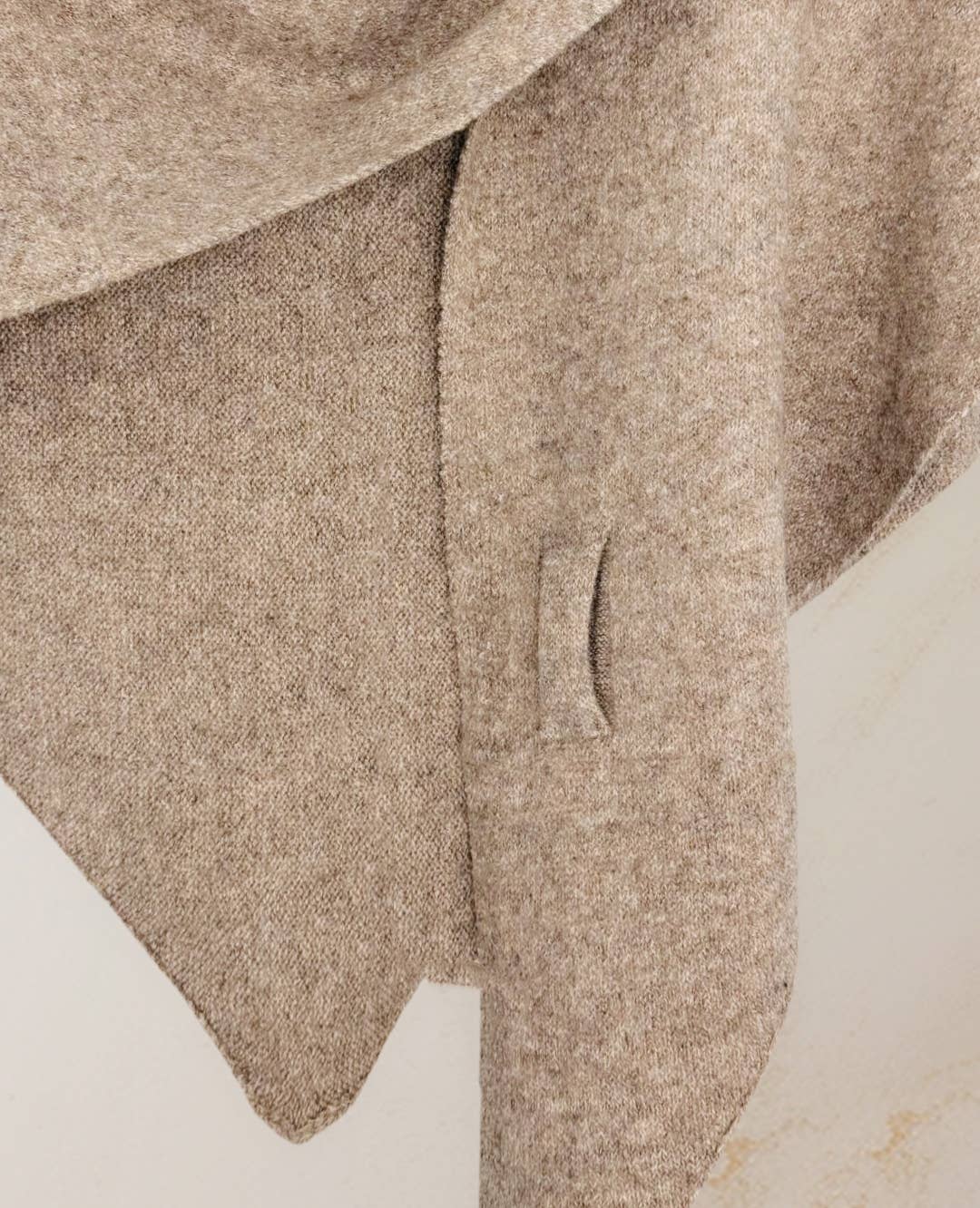 Cashmere-Blend Knit Triangle Shawl with Cross-Front Design