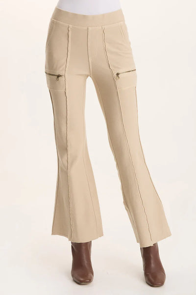 XCVI Ninian Twill Knit Zipper Pocket Flared Pant  in Park Avenue
