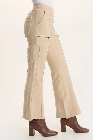 XCVI Ninian Twill Knit Zipper Pocket Flared Pant  in Park Avenue