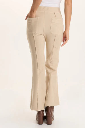 XCVI Ninian Twill Knit Zipper Pocket Flared Pant  in Park Avenue