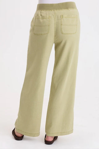 XCVI Wearables Riven Twill Wide Leg Pull-On Pant Artichoke Pigment