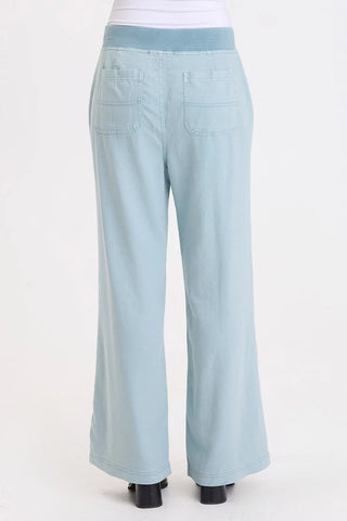 XCVI Wearables Riven Twill Wide Leg Pull-On Pant Thunderclap Pigment