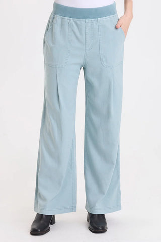 XCVI Wearables Riven Twill Wide Leg Pull-On Pant Thunderclap Pigment
