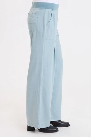 XCVI Wearables Riven Twill Wide Leg Pull-On Pant Thunderclap Pigment