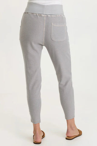 XCVI Wearables Kiefer Slim Leg Crepe Knit Pant  in Soft Pebble Pigment