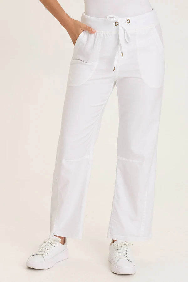 XCVI Wearables Mandell Twill Barrel-Like Pant  in White
