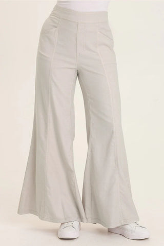 XCVI Wearables Faulk Twill Pull-On Bell Bottoms  in Sonic Silver