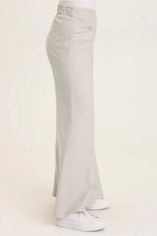 XCVI Wearables Faulk Twill Pull-On Bell Bottoms  in Sonic Silver