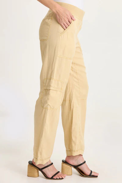 XCVI Taran Twill Sleek Cargo Pant Raffia Pigment