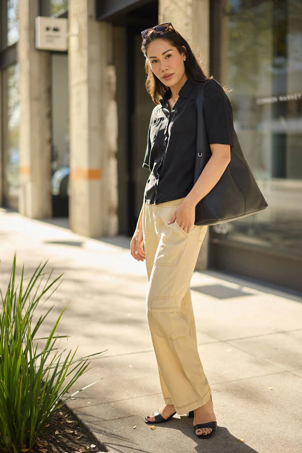 XCVI Taran Twill Sleek Cargo Pant Raffia Pigment
