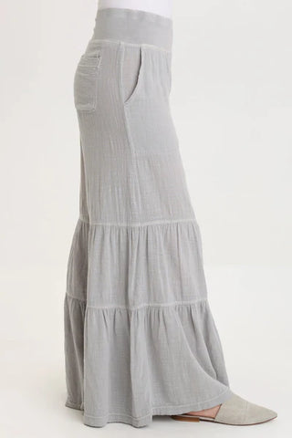 XCVI Lando Gauze Tiered-Bottom Soft Pebble Pigment