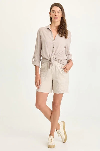 XCVI Wearables Louisa Twill Pull-On Short  in Clay Pot Pigment