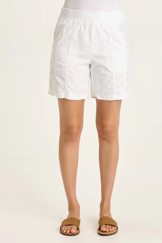 XCVI Wearables Louisa Twill Pull-On Short  in White