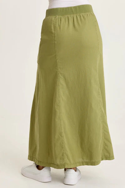 XCVI Wearables Emerie Linen Inverted Box Pleat Skirt  in Garnish Pigment