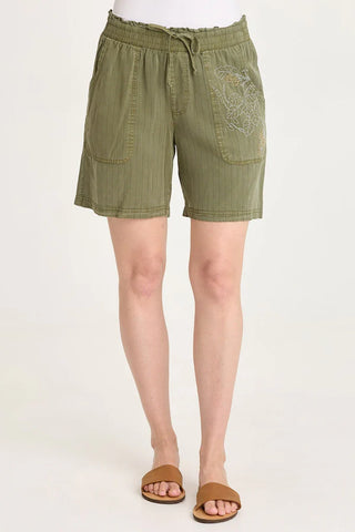 XCVI Lynn Embroidered Pinstripe Short Espalier Pigment