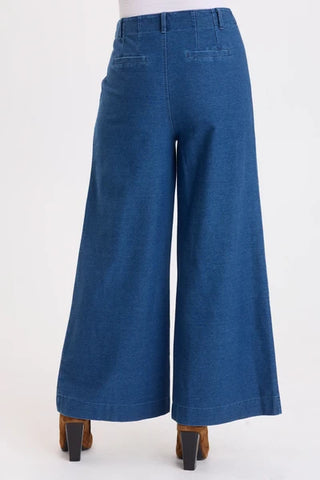 XCVI Wearables Miller Indigo Twill Wide Leg Trouser Coruscate Wash