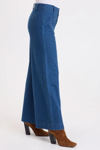 XCVI Wearables Miller Indigo Twill Wide Leg Trouser Coruscate Wash